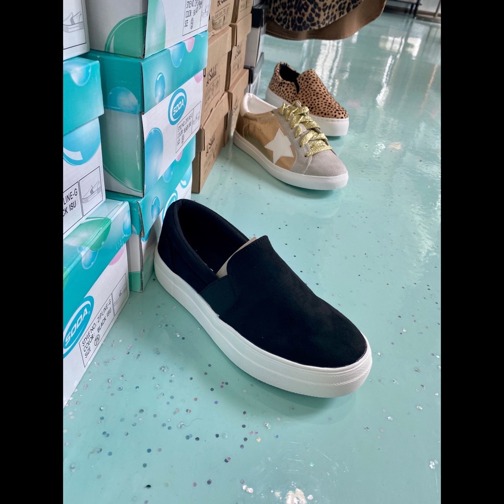 Sueded Slip-on Platform Sneakers